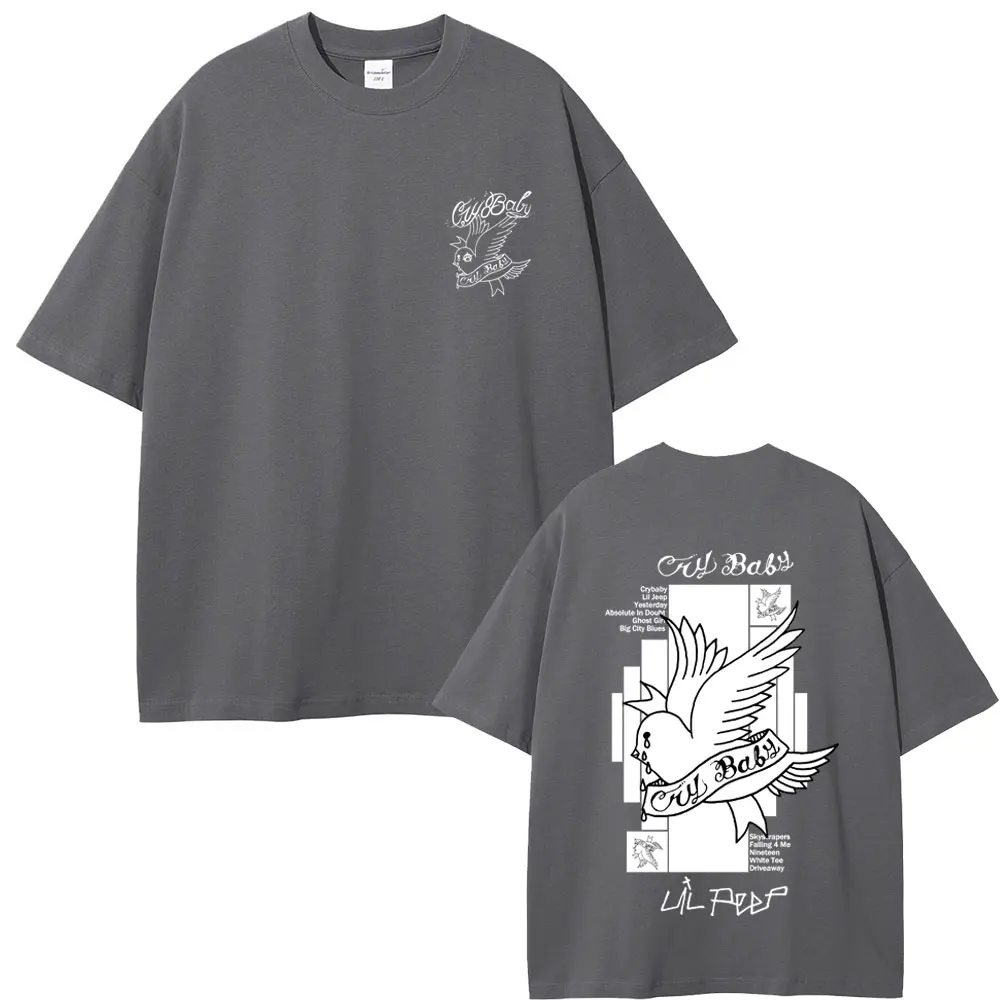 Rapper Lil Peep Crybaby Album Graphic T Shirt Men Women Hip Hop Fashion Trend T-shirts Male Casual Vintage Oversized Streetwear
