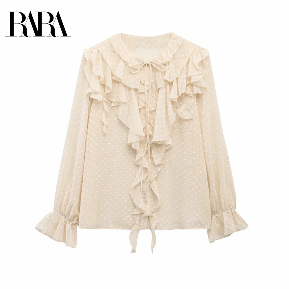 

RARA 2022, новая летняя женская модная повседневная темпераментная однотонная многослойная рубашка с французским шифоном и длинными рукавами