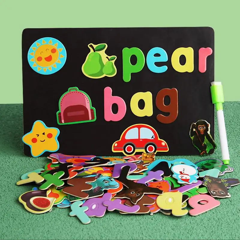 

Magnetic Jigsaw Puzzle Wooden Animal 26 Letters Alphabet Early Educational Learning Toy For Children's Intellectual Development