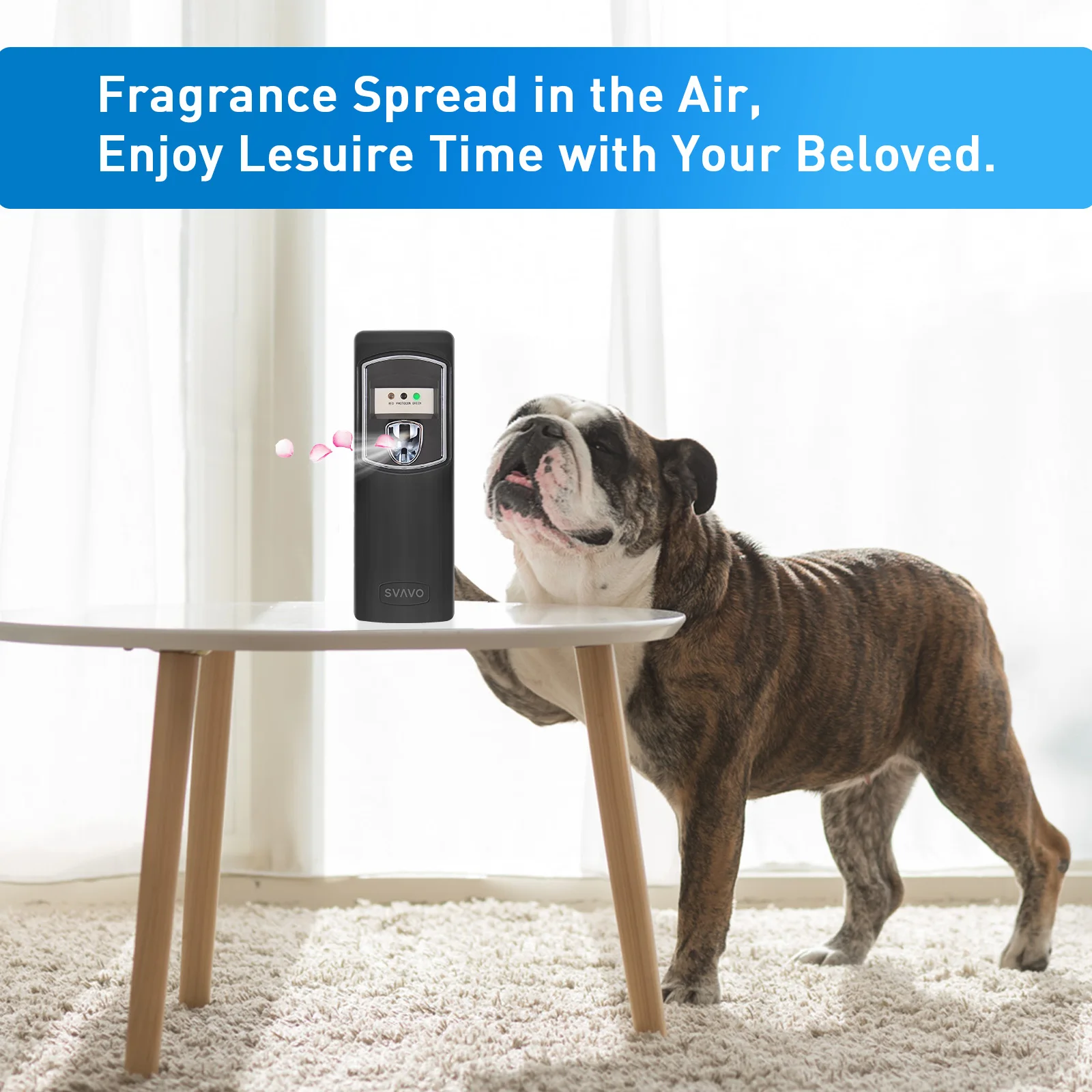 SVAVO Automatic Aerosol Dispenser Wall Mounted Light Sensor Timing Air Freshener Auto Perfume Dispenser for Home Toilet