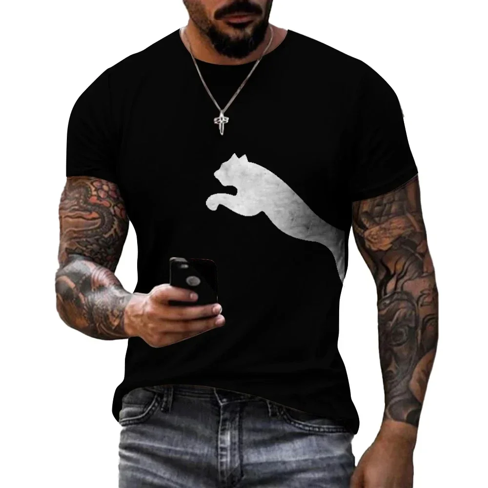 Vintage T-Shirt For Men's Wolf Leopard Pattern 3D Printed Casual Round Neck Shirt Quick-Drying Exquisite Oversized Clothing