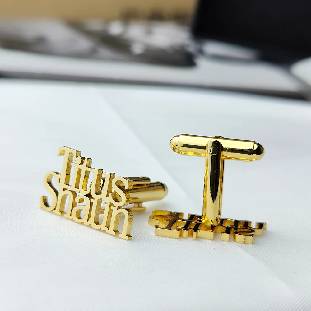 

Personalized Custom Name Cufflinks For Mens Stainless Steel Any Logo Letter Cufflinks Pins Wedding Charm Jewelry envio gratis