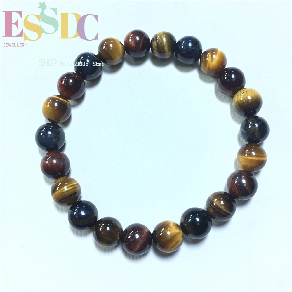 Natural Colorful Tiger Eye Stone Wooden Metamorphic Bracelet for Men and Women Three Color Single Loop Hand String Jewelry Gift