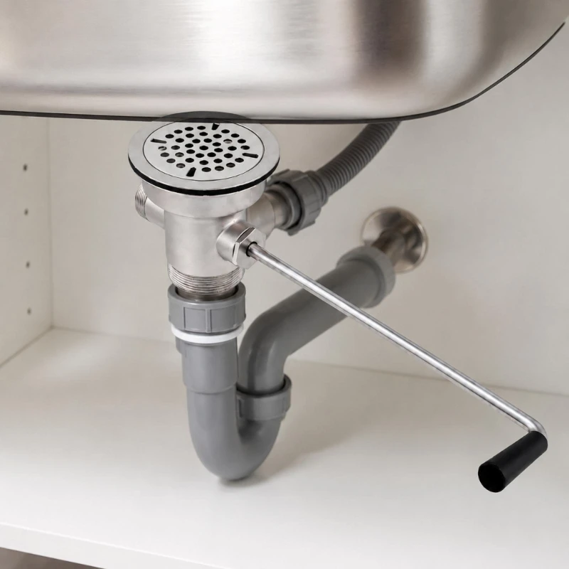 Sink Drain Valves with Side Inlet, Copper and Stainless Steel Construction with Turn Handle for Controlling Water Retention 448A