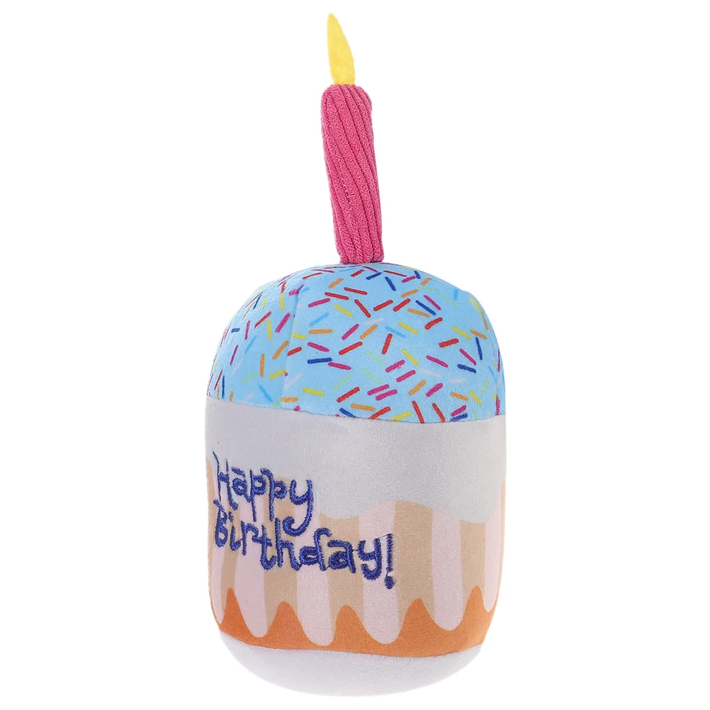 

Pet Happy Birthday Cake Catnip Toys Plush Squeaky Dog Kitten Chewing Teasing Squeaking