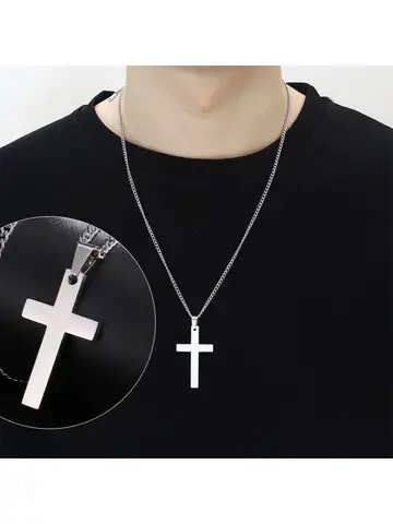 Fashion Stainless Steel Cross Pendant Necklace For Women Men Link Chain Charm Necklace Cool Boys Girls Punk Hip Hop Jewelry Gift