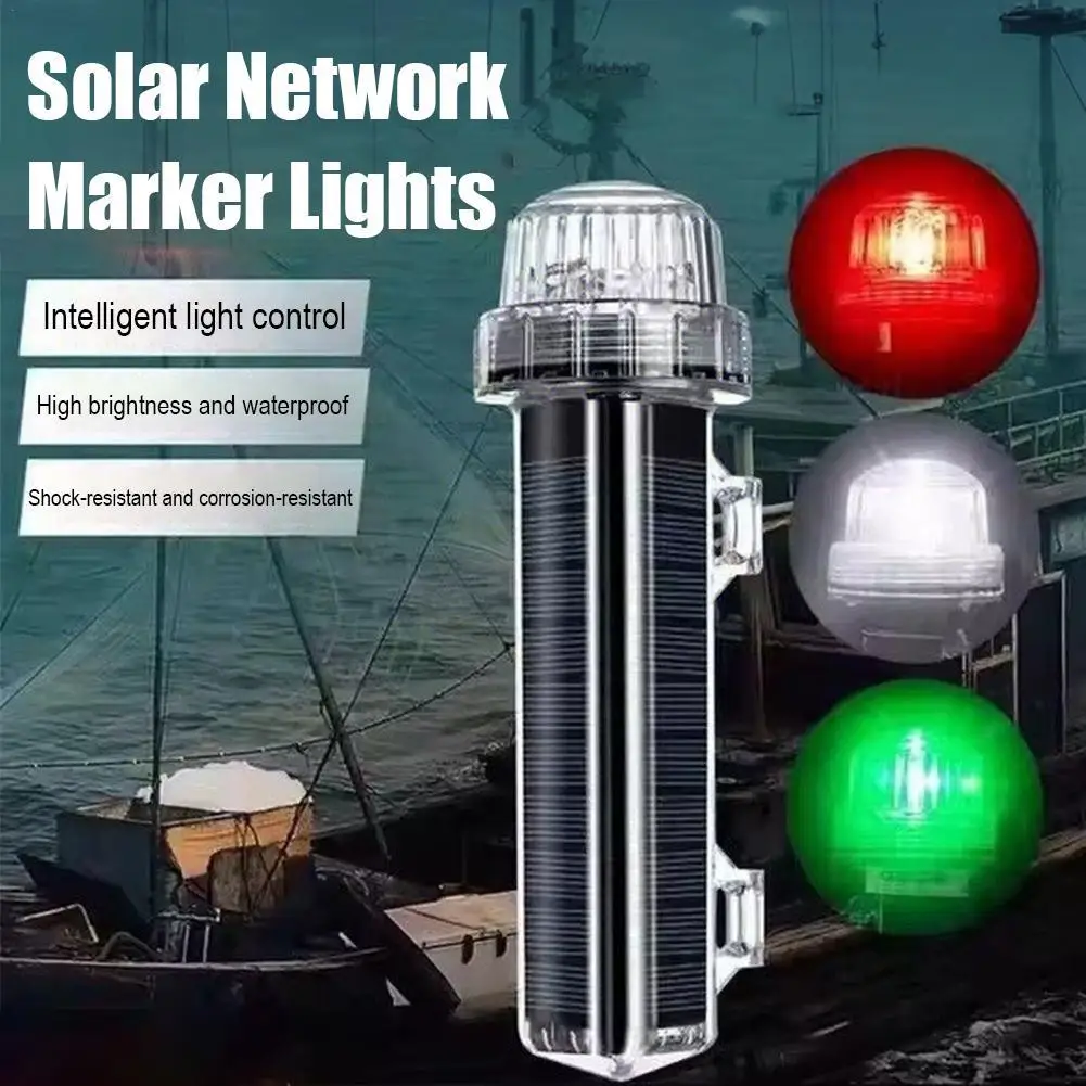 Lampu Sinyal Navigasi Laut Tenaga Surya Lampu Sinyal Navigasi Tahan Air Lampu Peringatan Malam LED Flash Aksesori Kapal Pesiar dan Kapal Nelayan