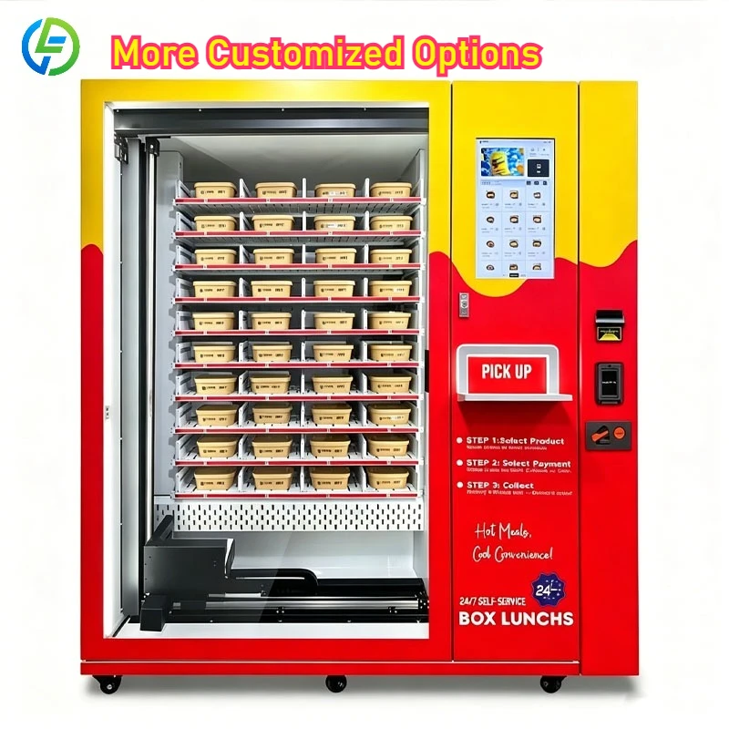 Smart Automatic Hot Food Vending Machine Ready Meals Kiosk Burger Chicken Fries AI Touch Screen Cashless 24H System Customized