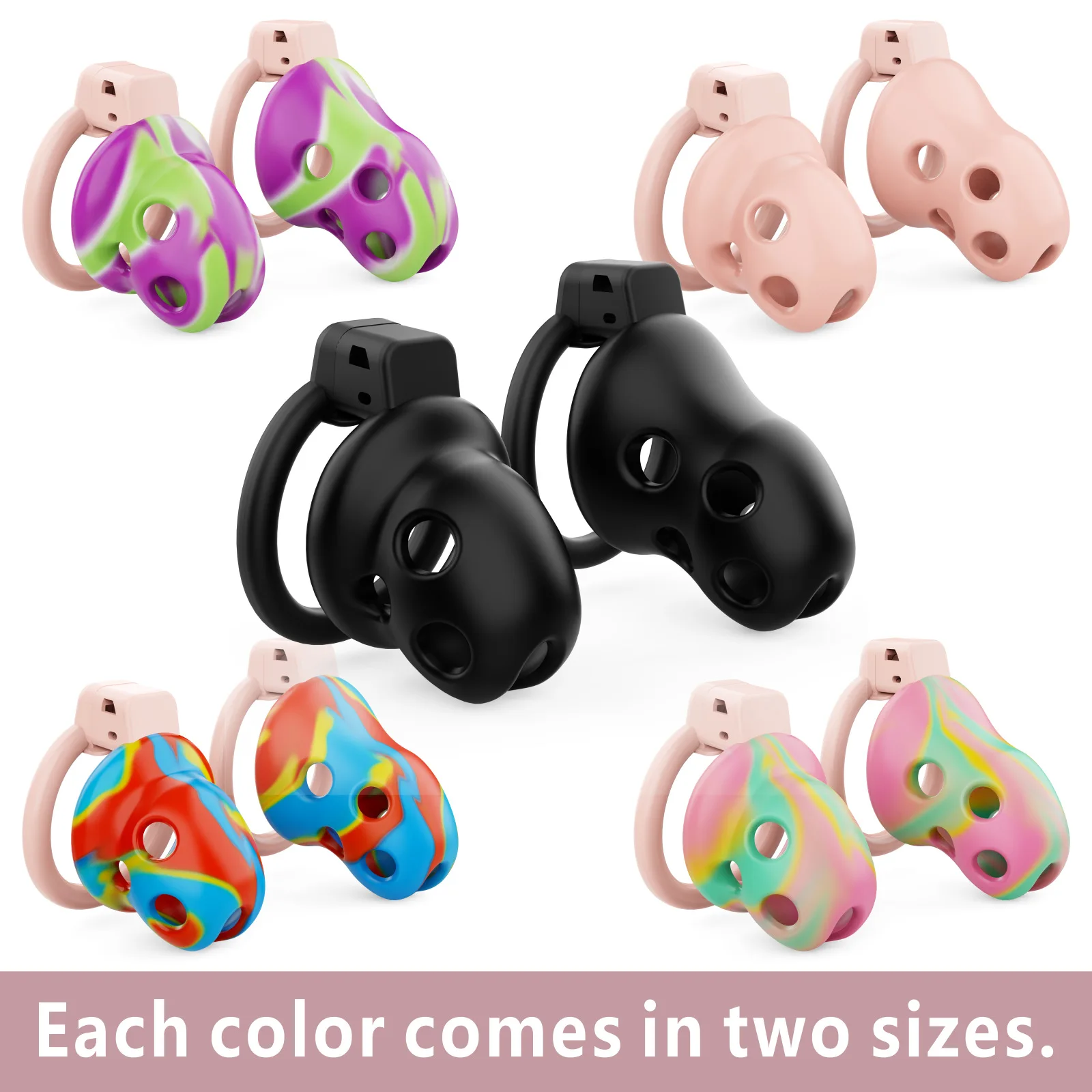 Chastity Lock with Silicone Spikes adult sex toys, CB lock rings, masturbation， suitable for SM and crossdressing groups.FLR Gay view 5