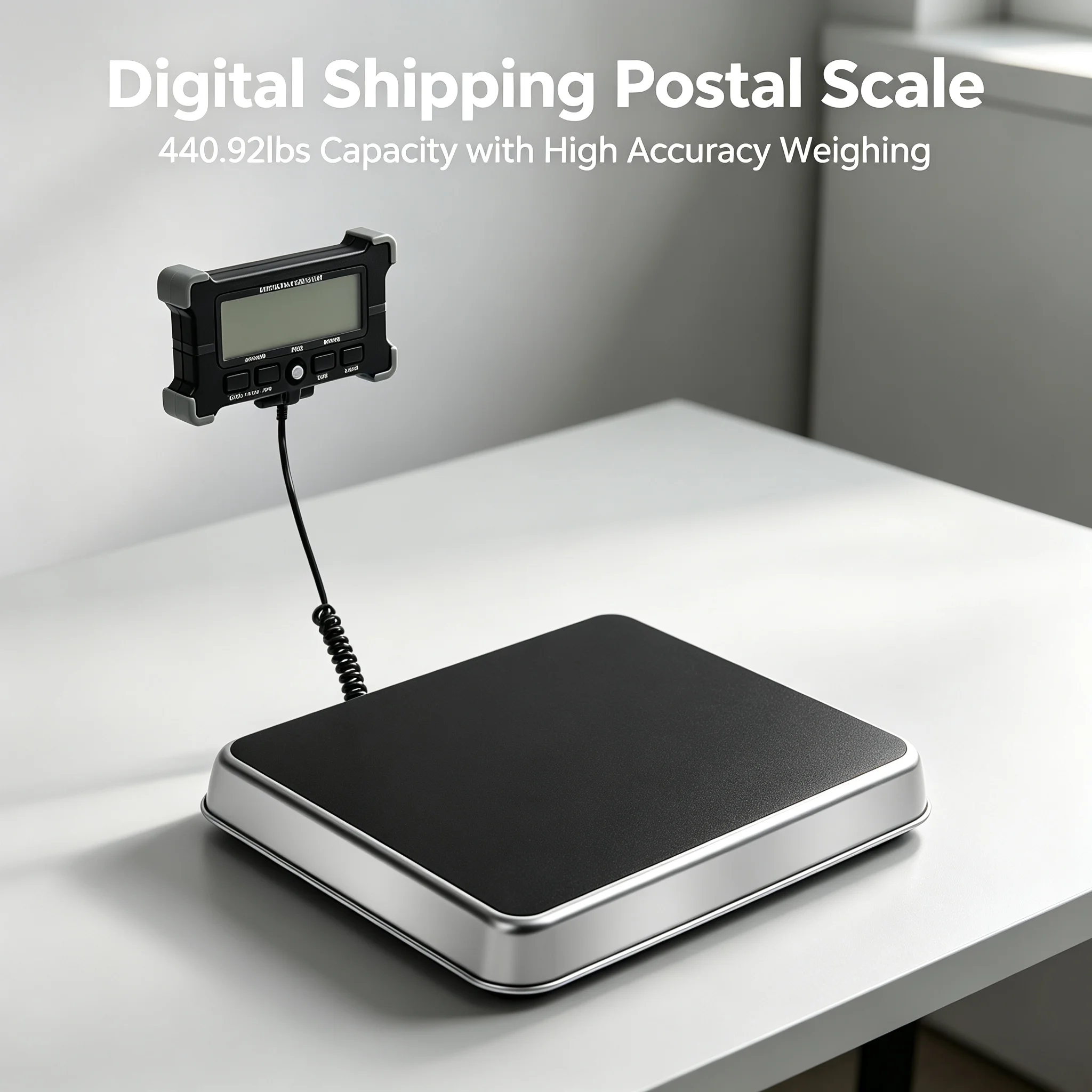 Mail Parcel Scale 440.92lbs Digital Shipping Scale with USB Cable, Stainless Steel Postal Scale for Packages, High Accuracy 50g, Hold & Tare, LCD Display for Office Home Business