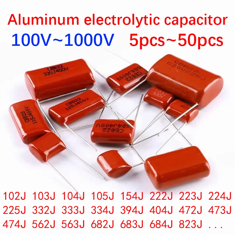 CBB21 CBB22 CBB 100V 250V 400V 630V 1000V Metallized Polypropylene Film Capacitor 105J 225J 405J 684J 404J 824J 155J 564J 475J