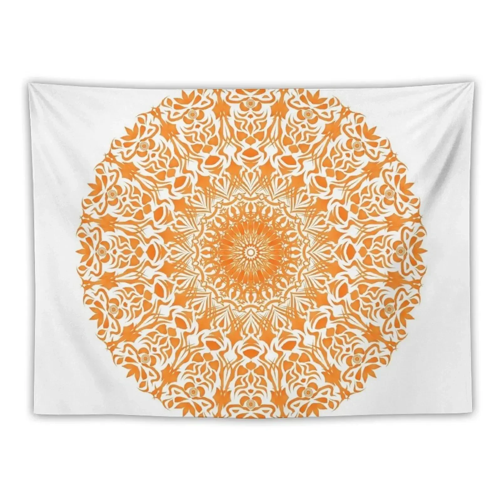 

Tribal mandala orange with white background Tapestry Art Mural Tapestry