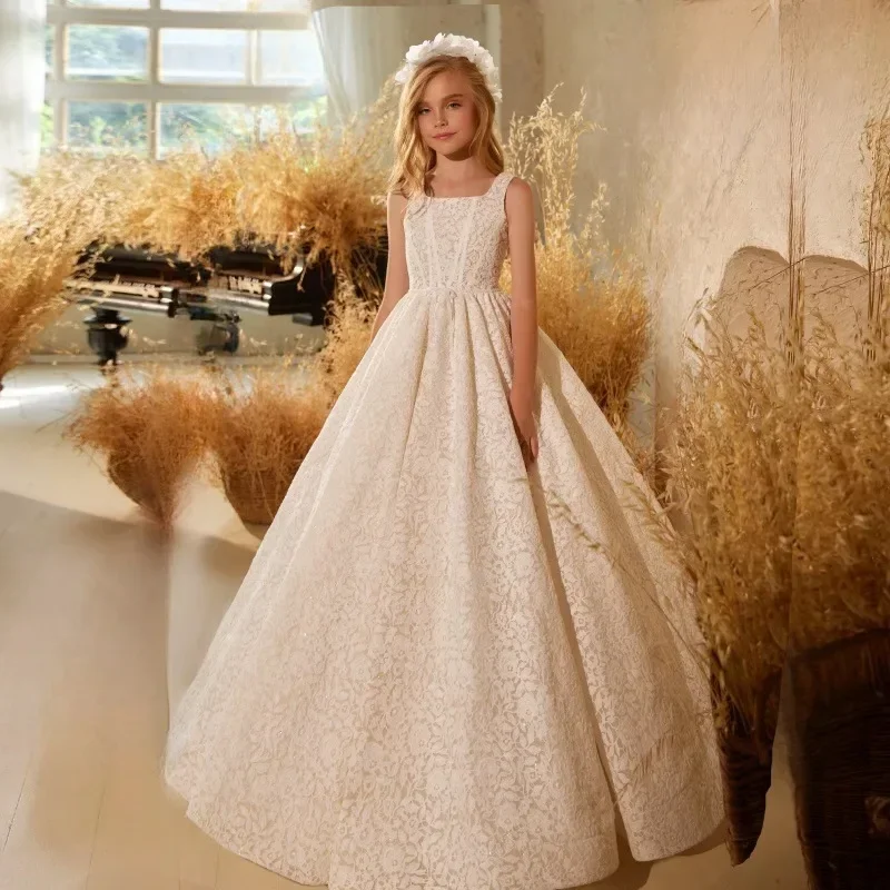 

2025 Wedding Dress for Girl Children Luxury Piano Performance Dresses Princess Ball Gowns Kids Vestidos Teenagers Party Clothes