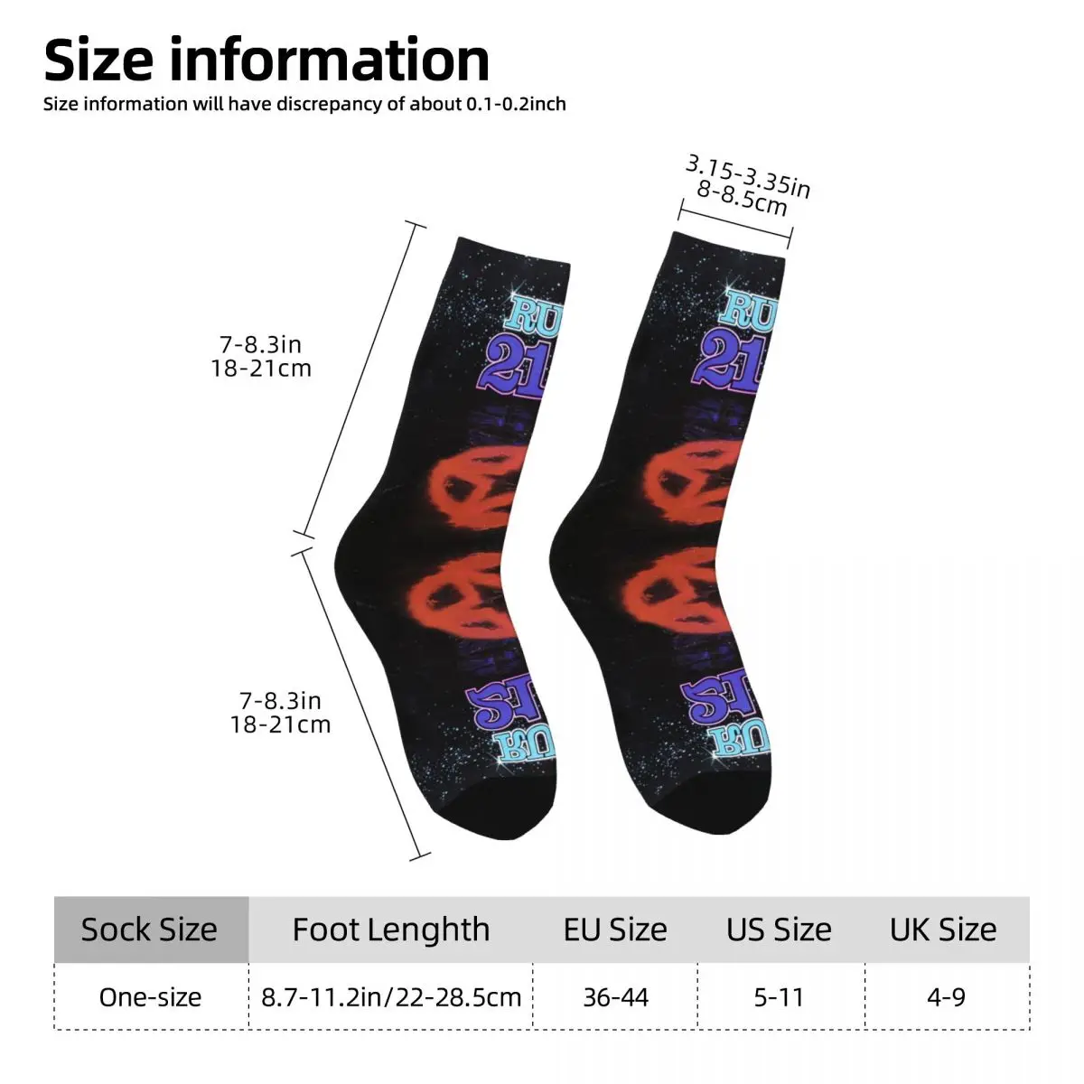 Men's Funny Crazy Compression Sock, Hip Hop, Vintage, R-Rush, Feliz, Padrão Sem Costura, Impresso, Boys Crew, Novidade Presente, 2112