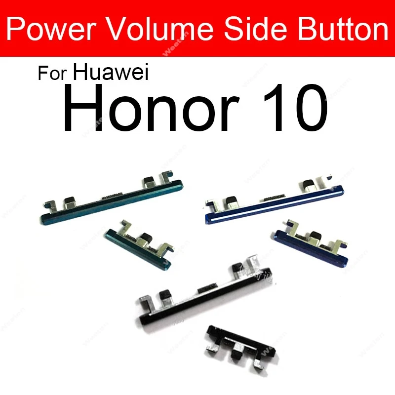 Botões de volume de energia para huawei honor 10 10 lite 20 pro 20s teclas de botão lateral para cima para baixo peças de reposição de controle de áudio de energia