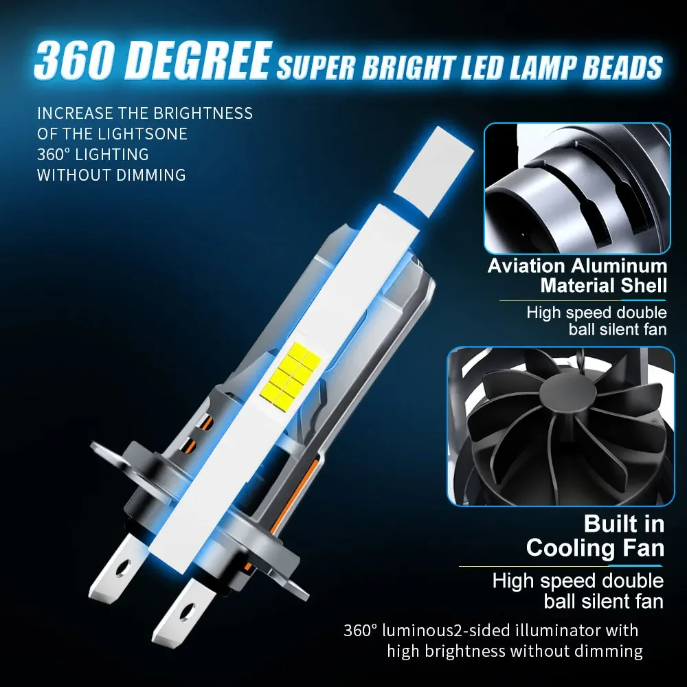 11000LM 2Pcs Car LED Headlamp 12V 110W H4 H7 H11 9005 9006 led Headlight Bulbs for Vehicle Hid Lamps Bulb Lens Turbo 6500K Light