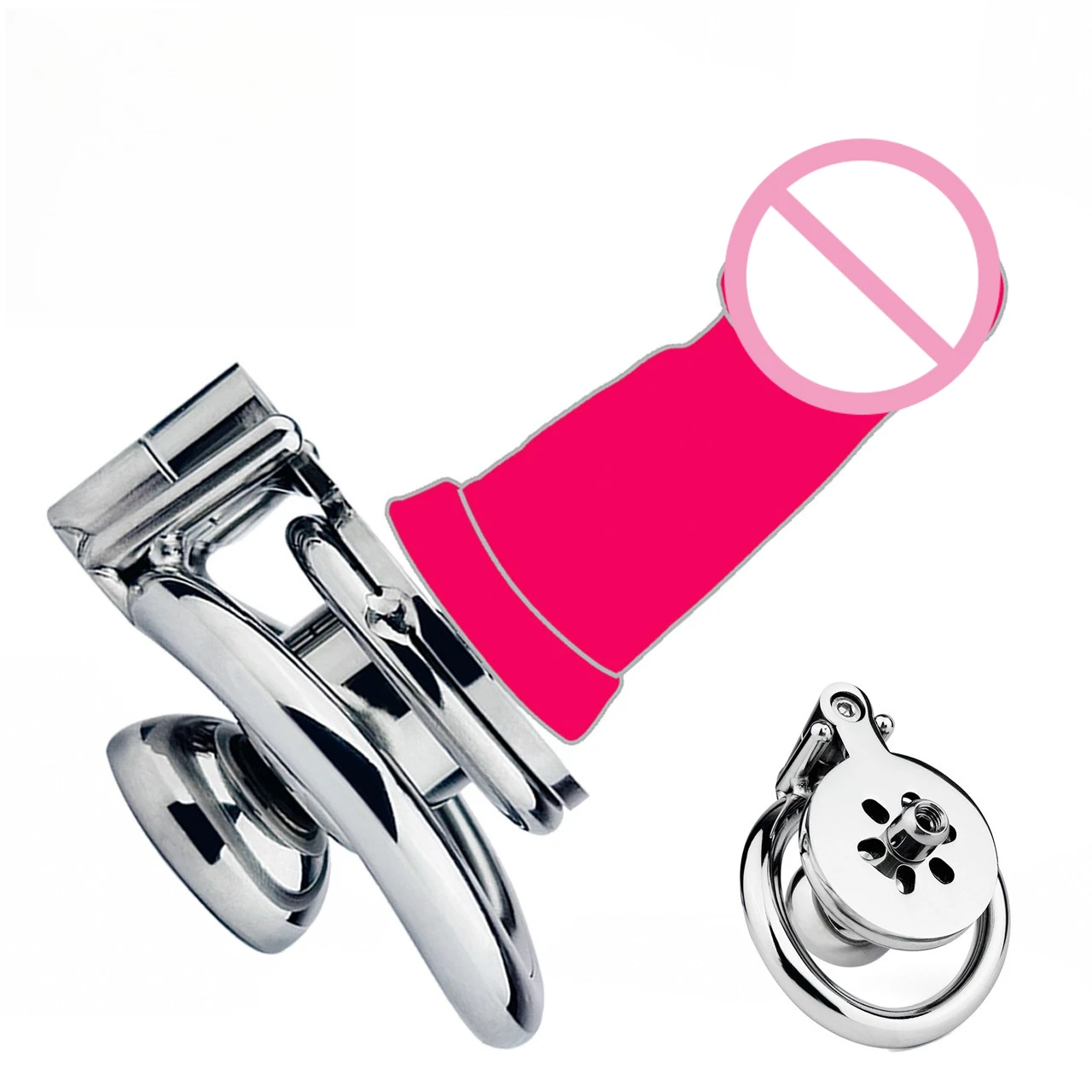 40-50mm Negative Inverted Chastity Cage With Hollow Long Real Silicone Dildo CB Cock Lock Cage Adult Games SM Sex Toys Men Gay