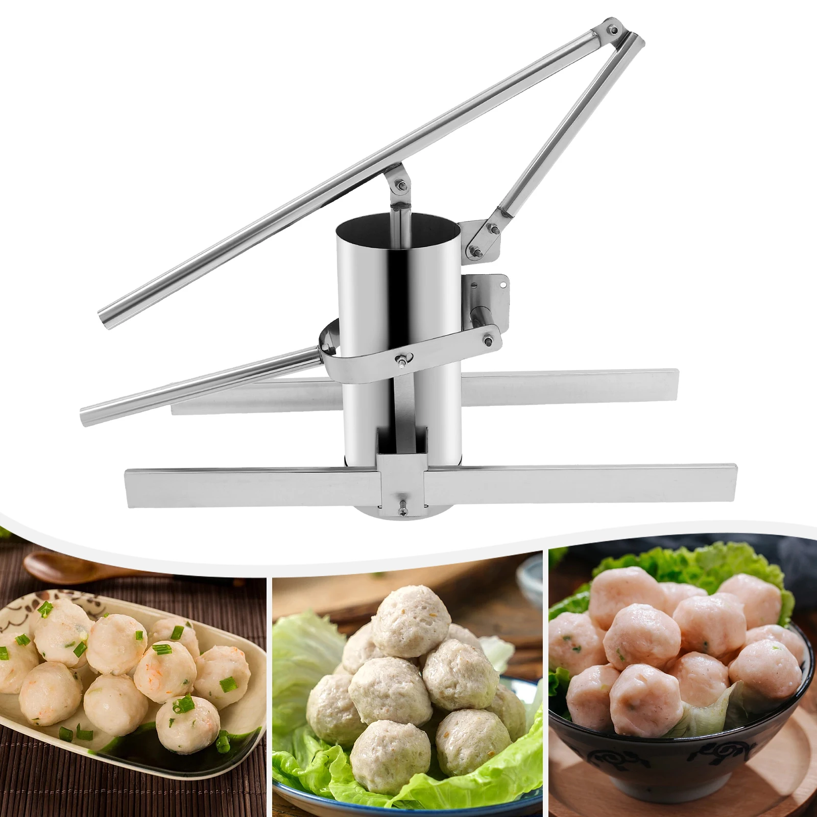 

201 Stainless Steel Manual Meatball Maker 11 Precision Molds Large 11lbs Barrel Meat Stuffer Machine with Speed Control