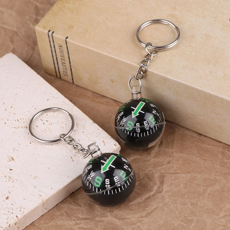 Hot 1Pc Ball Keychain Liquid Filled Compass For Hiking Camping Travel Outdoor Survival