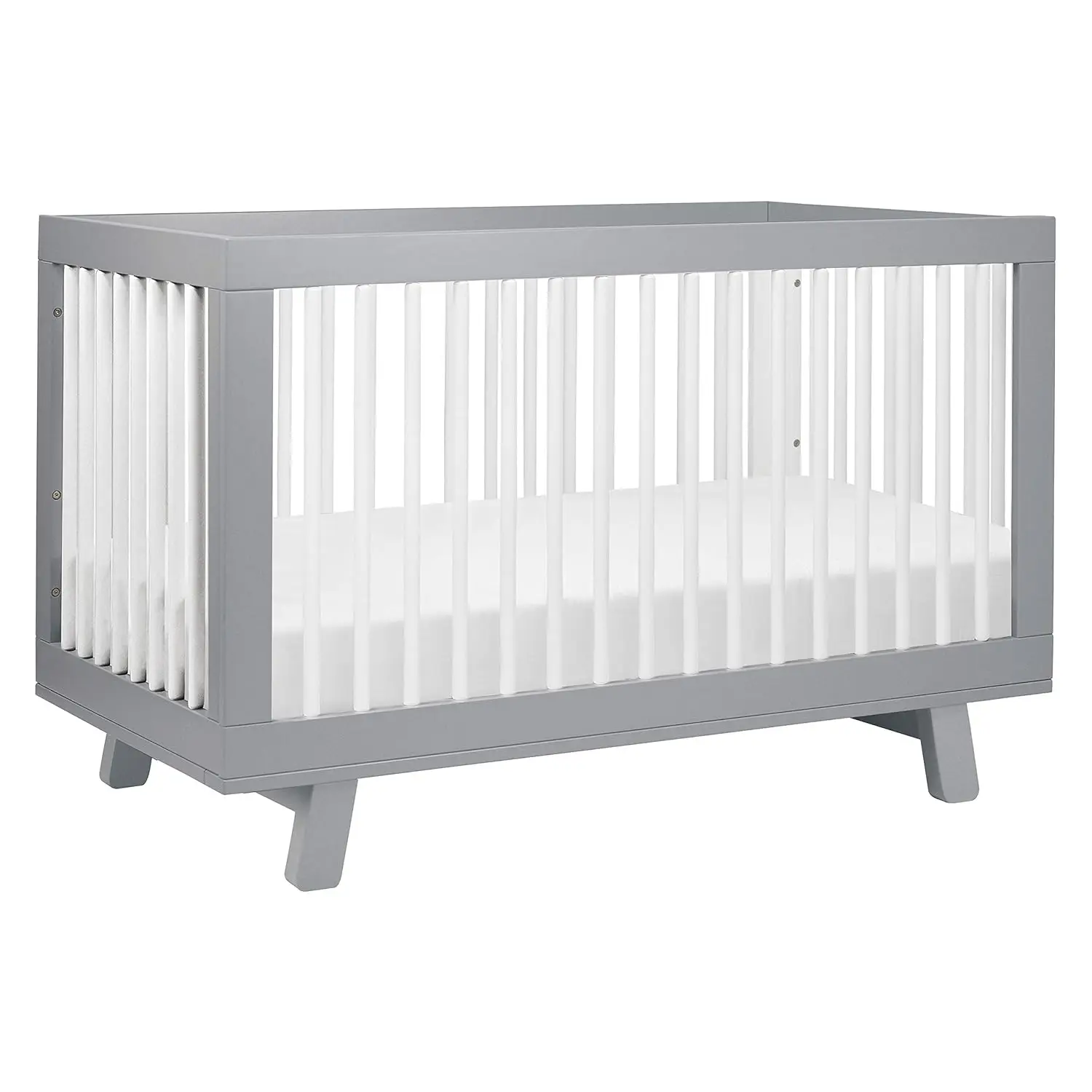 Babyletto Hudson 3-in-1 Convertible Crib with Toddler Bed Conversion Kit in Grey and White Greenguard Gold Certified