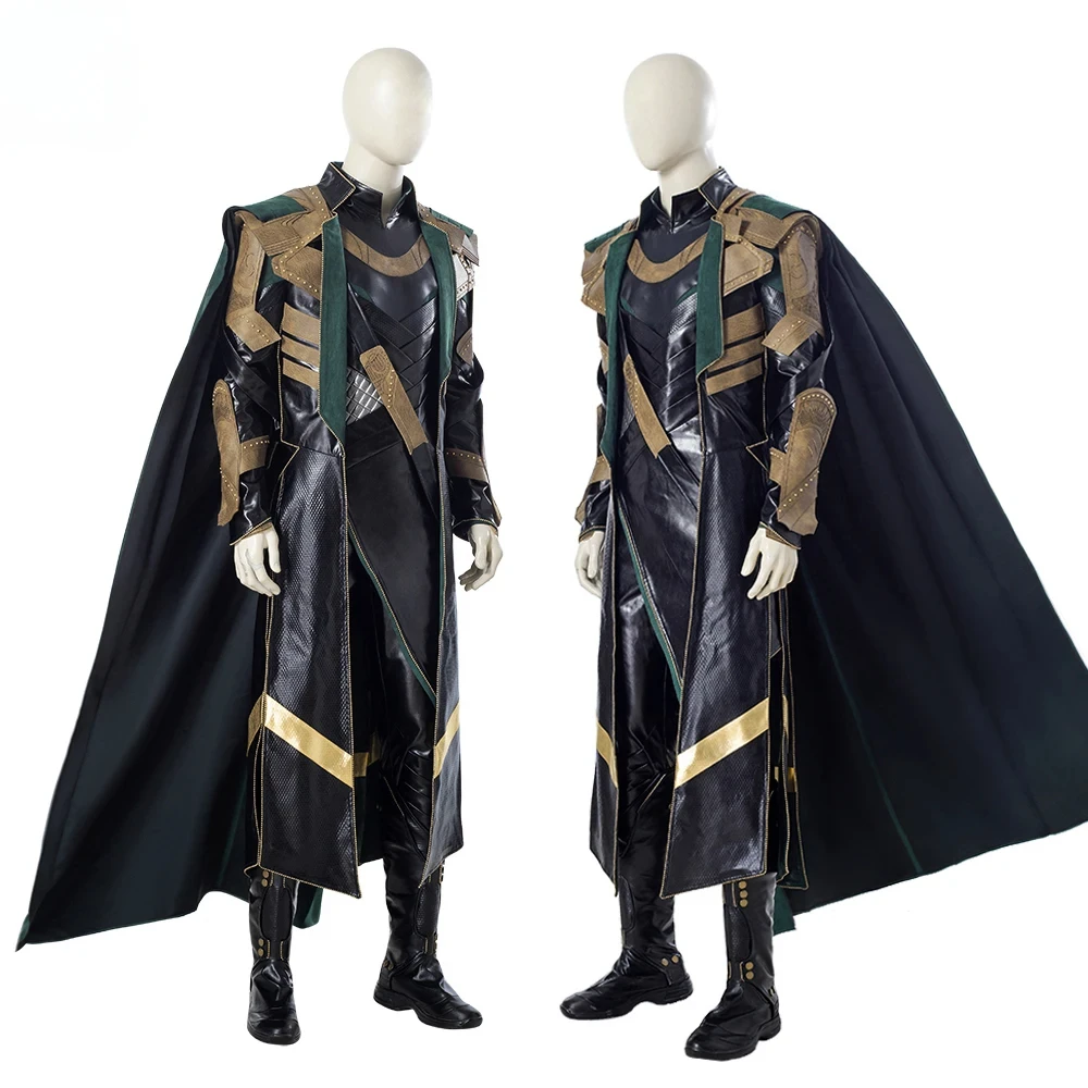 Superhero Loki Cosplay Costume Loki Armor Suit with Cape Luxious Outfit for Halloween Carnival Fancy Suit for Men