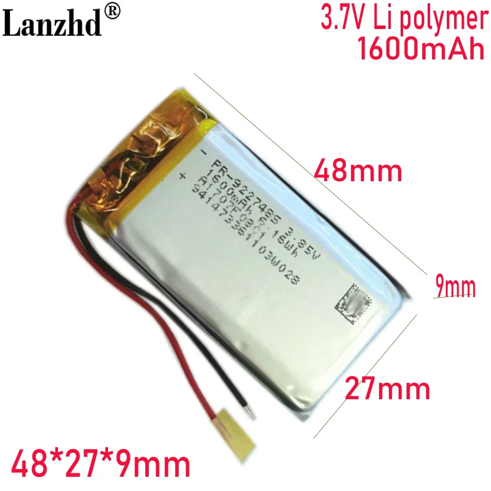 

Battery wholesale 3.8V Li polymer lithium battery 922748 1600MAH For smart thermos cup medical equipment