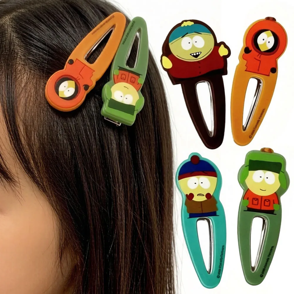 

2 PCS Set South Park Acrylic Hair Clip Hairpin Barrette Clips For Women Girls Headwear Hair Accessories