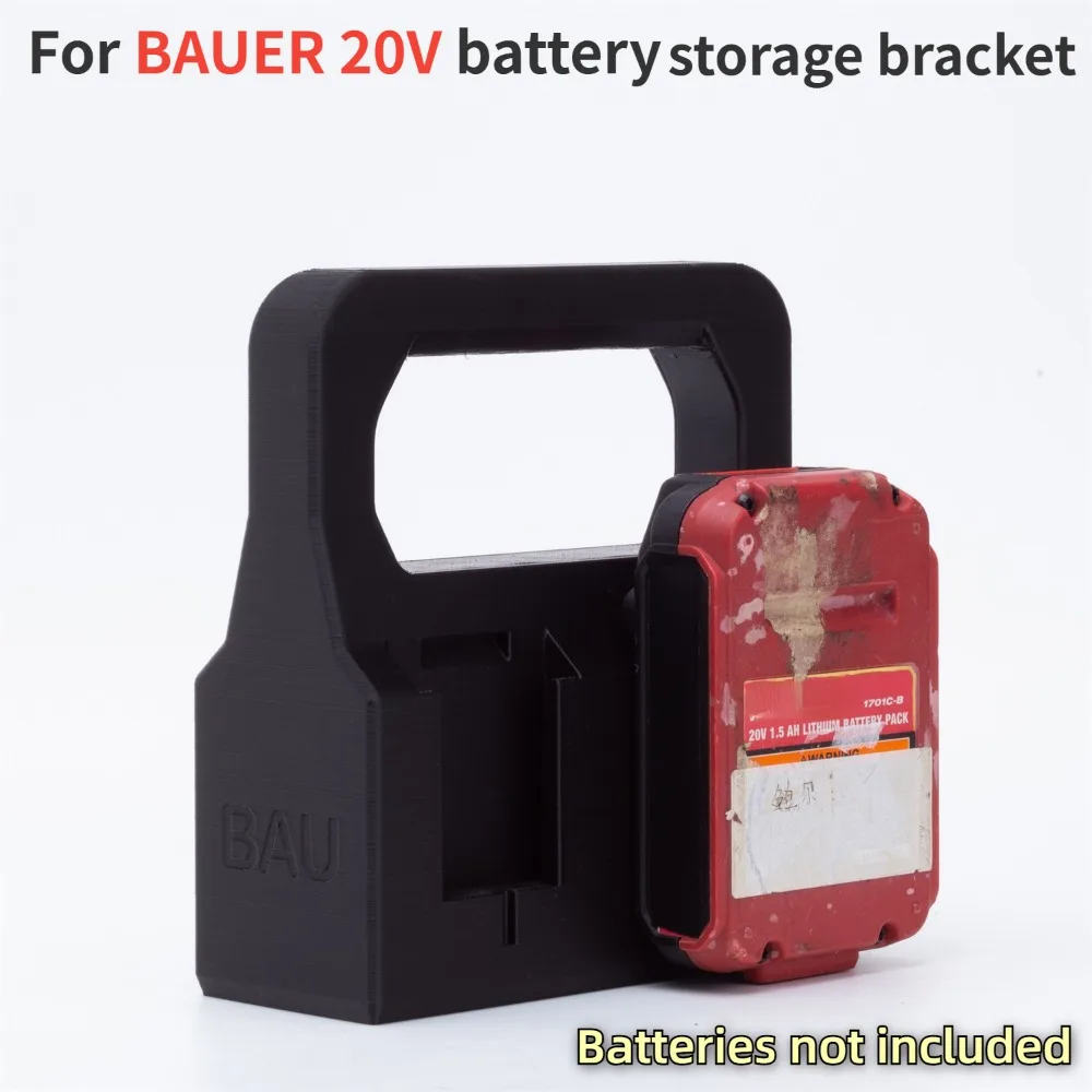 Battery Portable Basket Storage Bracket for BAUER 20V Battery Series with 4x Battery Storage Compartments（NO Batteries）