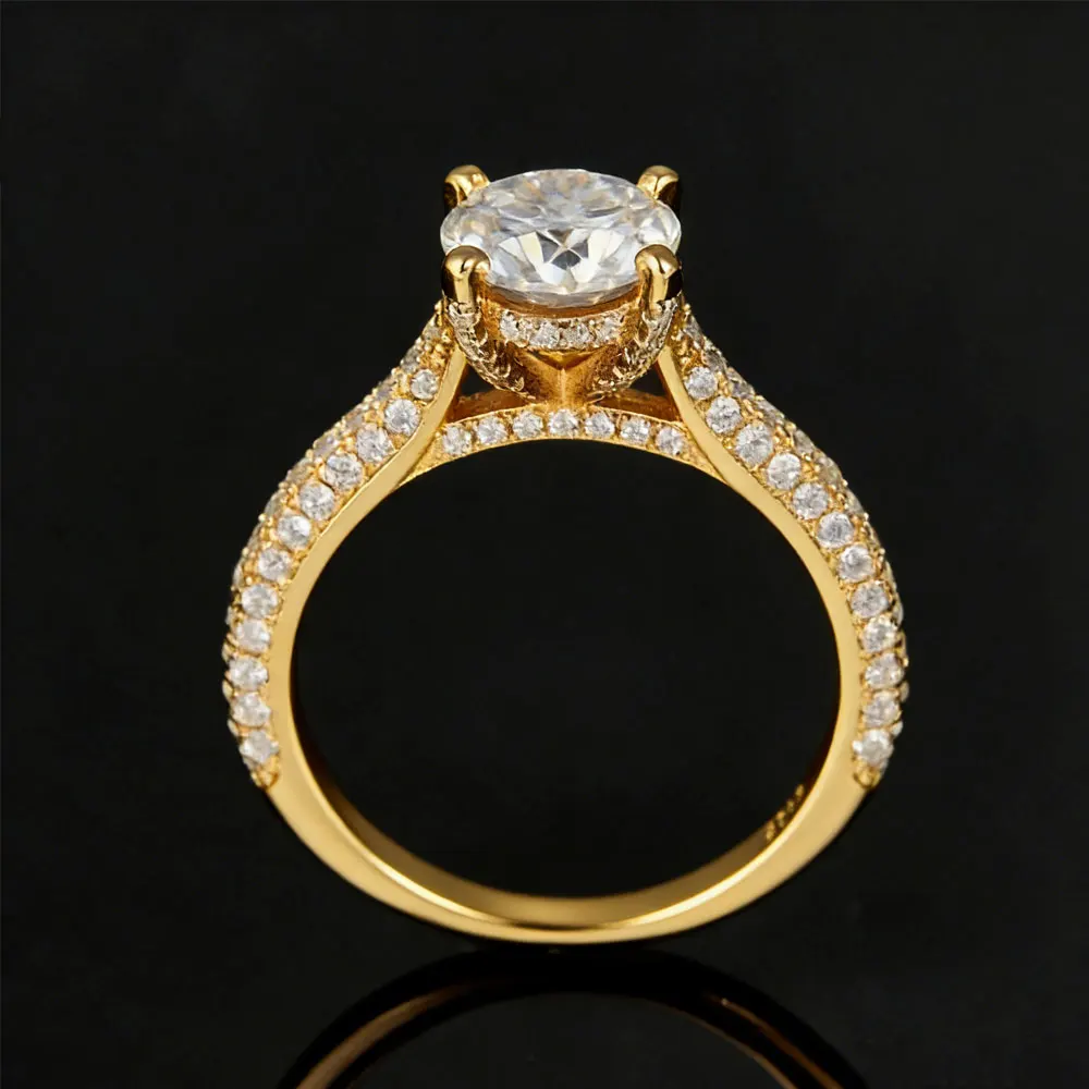 Luxury 925 Sterling Silver Double-Row Pave 2CT Moissanite for Women Ring, Ideal for Proposal, Anniversary, Birthday Gift