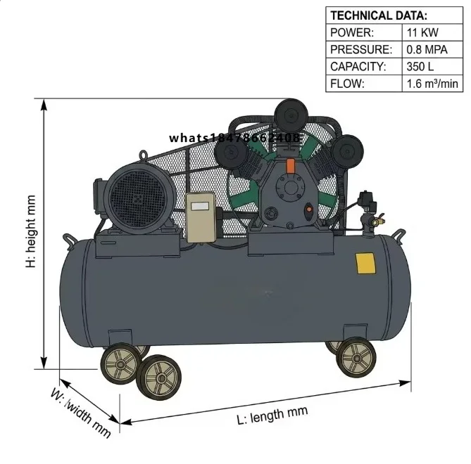 Suitable for Mechanical Manufacturing, High Displacement Piston Type Low-noise air Compressor with Stable