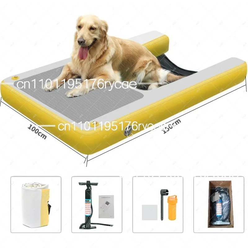 Inflatable ladder pet supplies toy dog lying on the water mat floating platform swimming pool