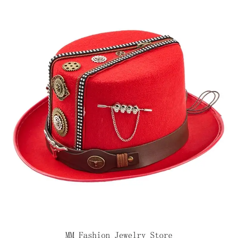 Victorian Tall Hat With Metal Zipper Gear Decoration For Cosplay Event Halloween Party Gathering Photography D0UB
