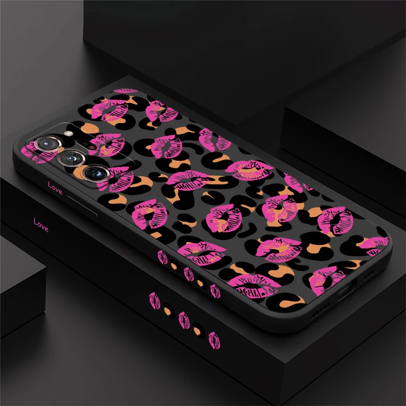 Soft TPU Phone Case For Samsung Galaxy M17 M16 M14 M12 M53 M42 M33 F17 F16 F12 F06 F04 Note 20 10 Leopard Lips Pattern Cover