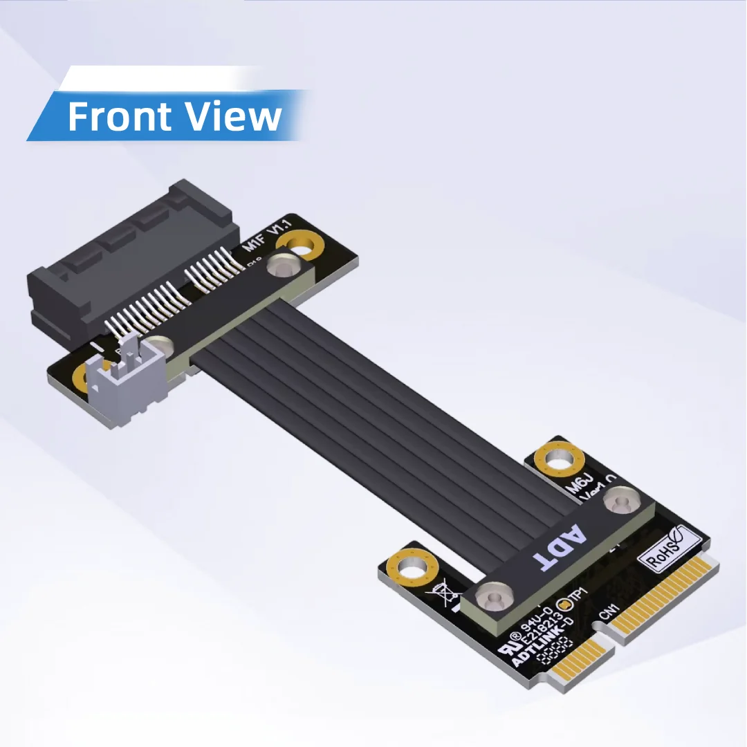 ADT-Link 90° PCIE4.0 x1 Mini-PCIE Wireless Network Card Adapter Motherboard mPCIe Interface Extension Cable for WIFI Cards