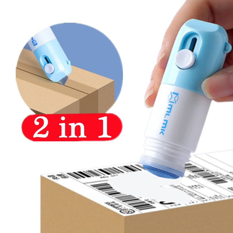 Thermal Paper Correction Fluid with Knife Parcel Box Opener Home Office Anti Peep Identity Information Privacy Protector Eraser