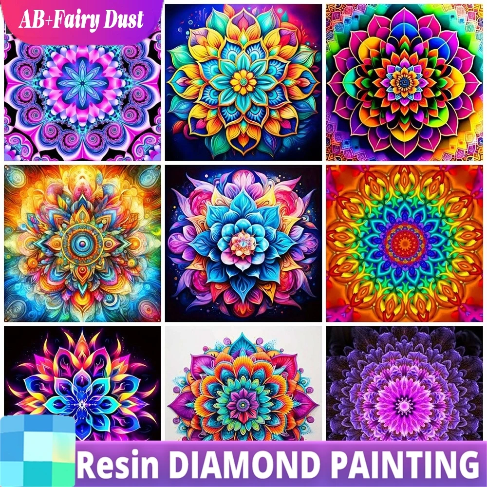 الراتنج الجنية الغبار AB كامل الماس اللوحة زهرة Diy 5d الماس الفسيفساء ماندالا مجموعة جديدة ديكور المنزل صورة من مجموعة