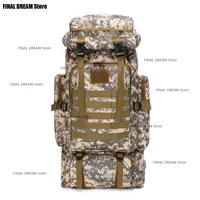Large Capacity 80L Waterproof Camouflage Hiking Backpack Casual Tactical Outdoor Sports Travel Double Shoulder Bag for Men Women
