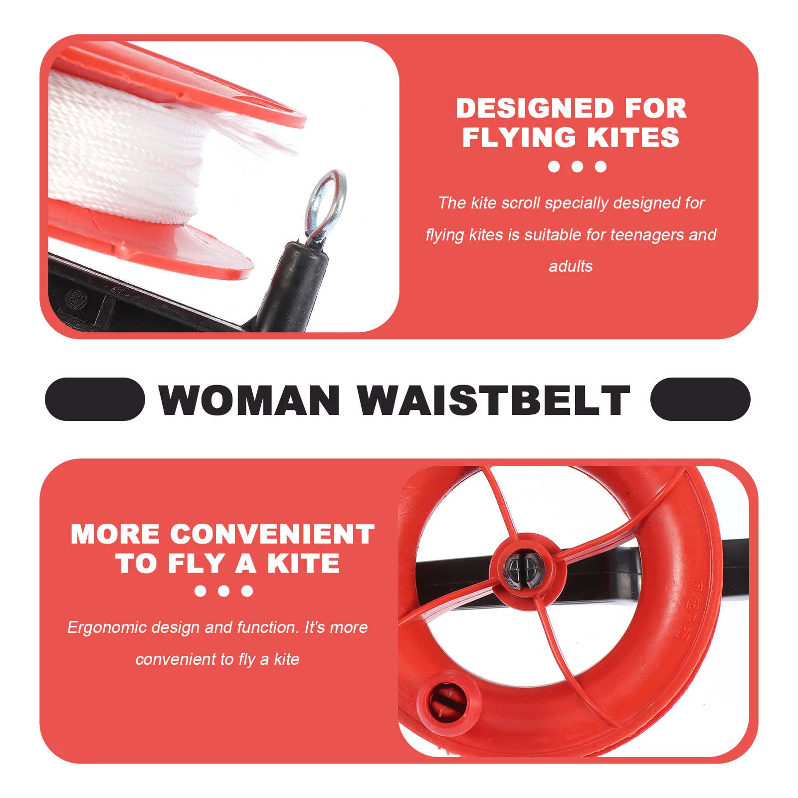 รอกพลาสติกมือถือสำหรับร้อยเชือกว่าว 10 ชิ้น อุปกรณ์เสริมสำหรับกิจกรรมกลางแจ้ง ที่ม้วนเชือกพลาสติก