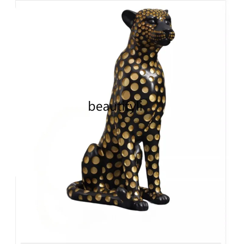 

Lucky Golden Leopard Large Floor Welcome Decoration Store Opening Gift Moving into the New House Living Room Home Decoration