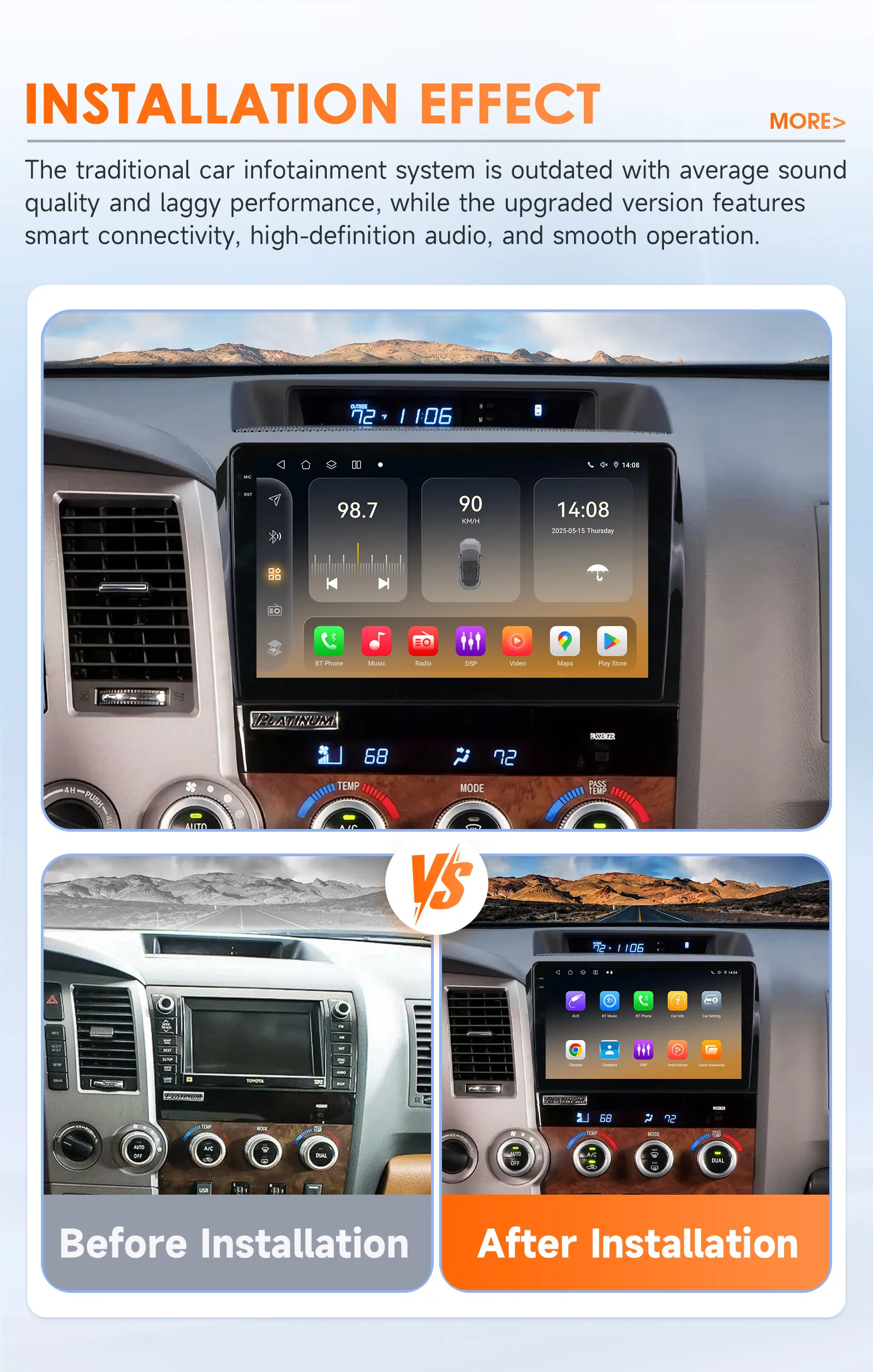 6115 DSP Carplay For Toyota Tundra 2007-2013 Multimedia Android 12 Car radio Video player 4G GPS navi head Unit 2din QLED Screen