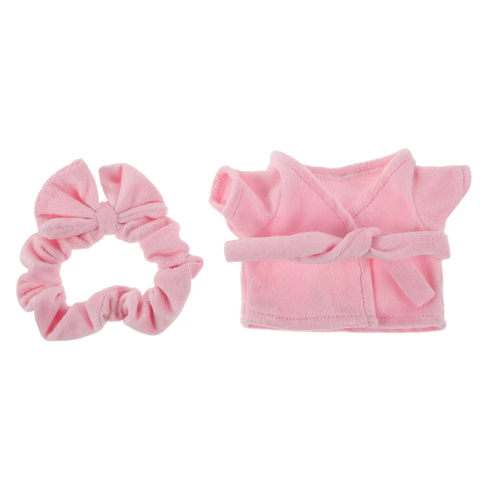 1Set Soft Pink Stuffed Animal Bathrobe Creative Loungewear Outfit 20Cm Winter Holiday Clothes Set for Girls Play Accessories