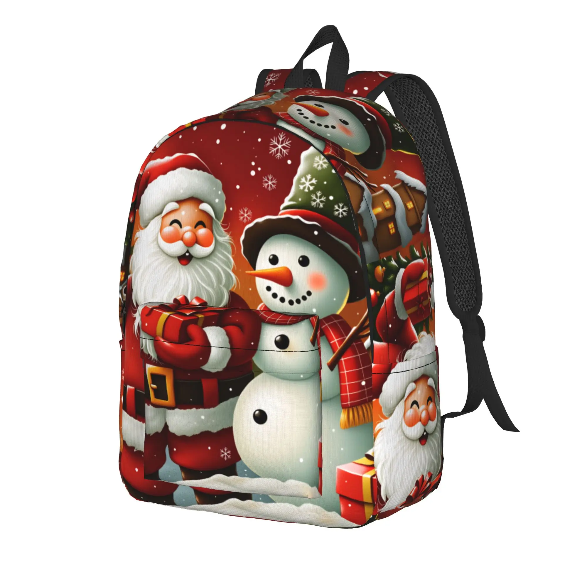 Christmas Santa Snowman Backpack  Hiking Backpacks Female Fashion School Bags High Quality Soft Rucksack