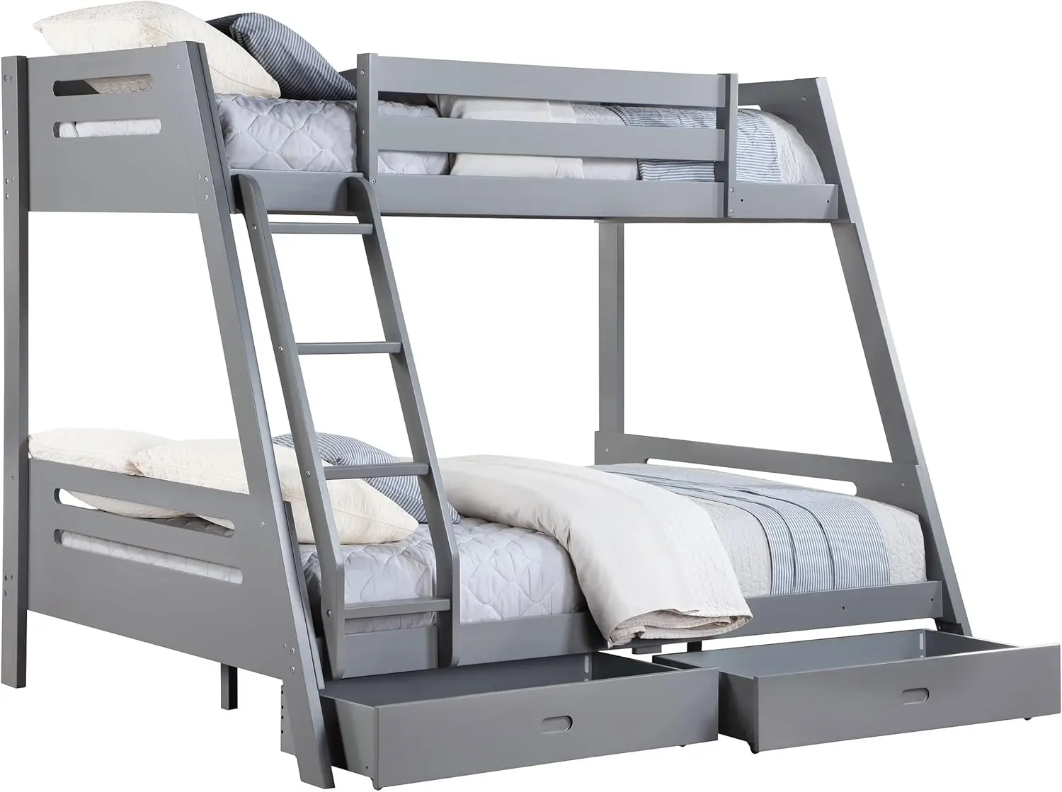 

Coaster Home Furnishings Trisha Wood Twin Over Full Bunk Bed with Storage Drawers Grey