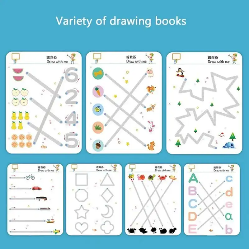 Magical Tracing Workbook Set Pen Control Training Kindergarten Erasable Focus Training Exercises Puzzle Early Education Toys