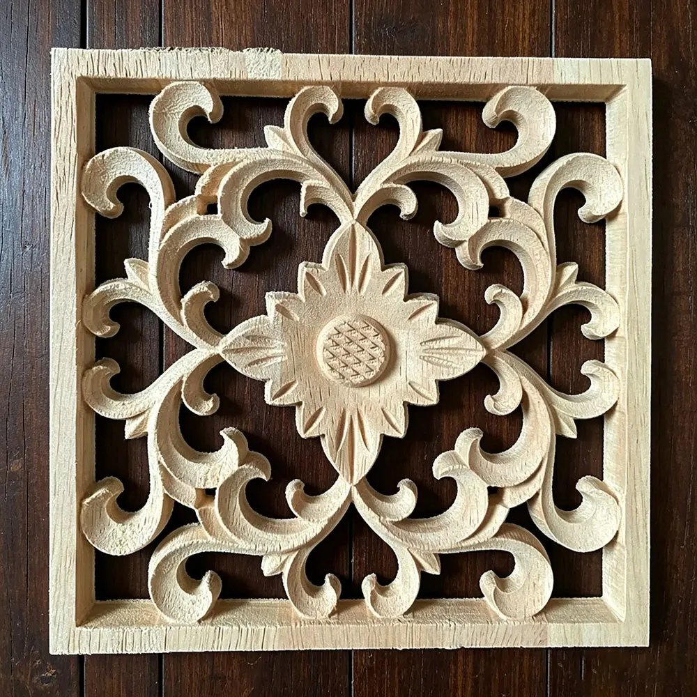 

2PCS 15-30cm Vintage Unpainted Wood Carved Corner Onlay Applique Frame for Home Furniture Wall Cabinet Door Decor Crafts