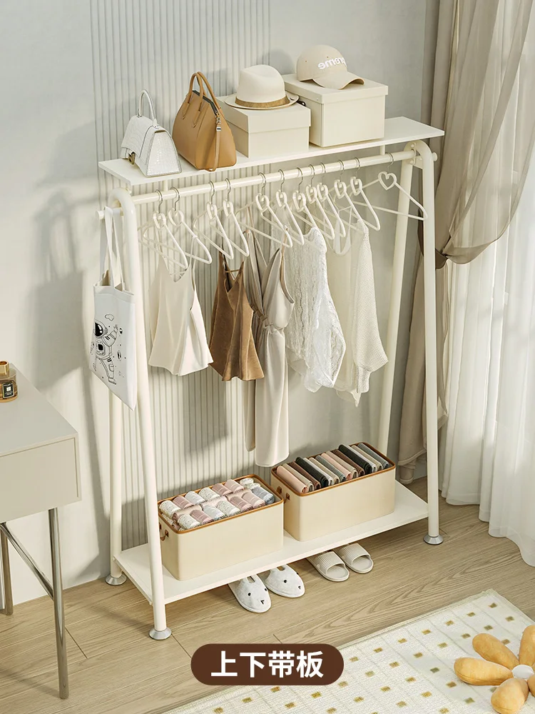 Household floor-to-ceiling coat rack, cream wind wrought iron bedroom hanger, dedicated to clothes storage rack, multi-functiona