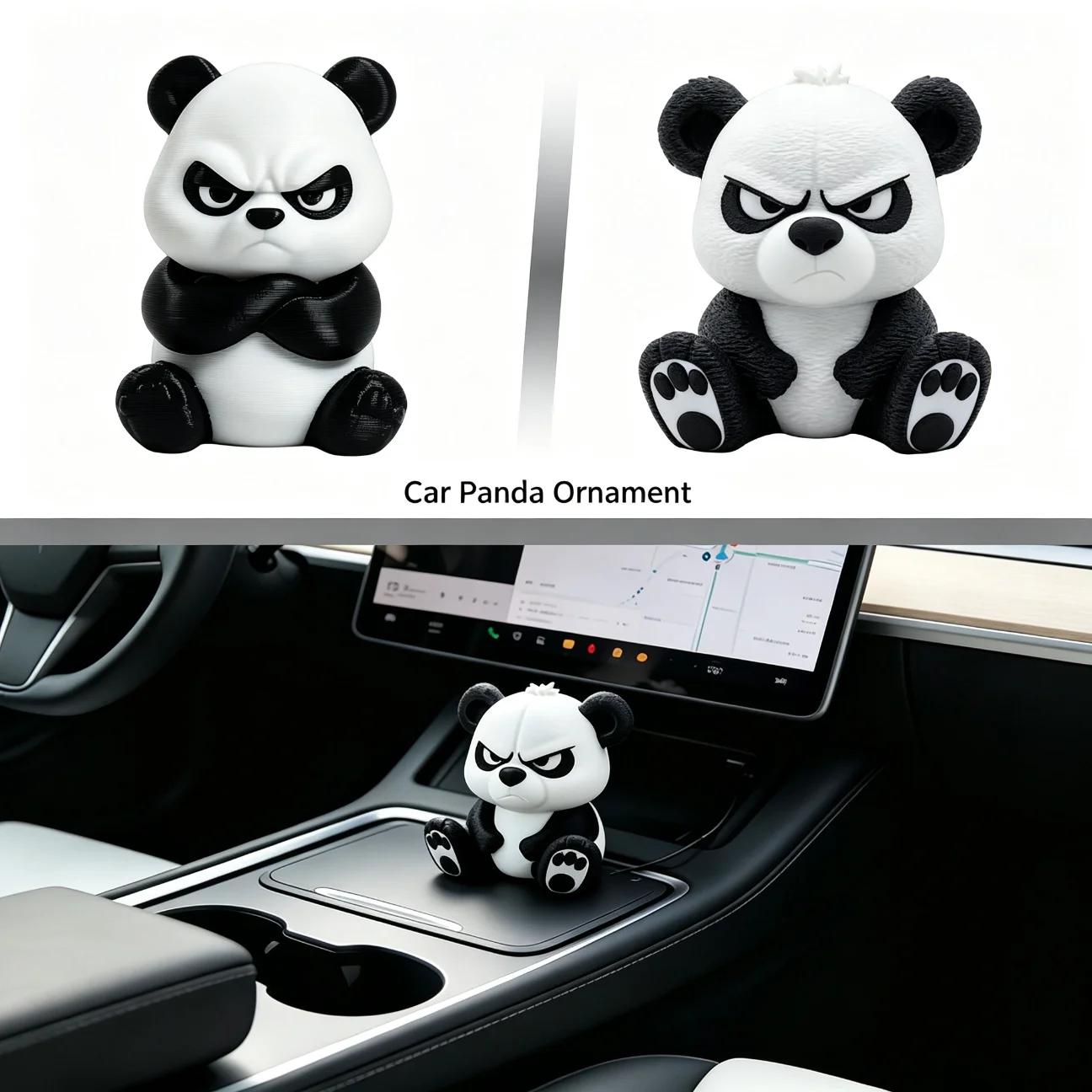 Kreative Wütende Panda-Statue Lustige 3D-Gedruckte Grollige Panda-Figur Neuartige Tier-Tischdekoration für Heim und Büro
