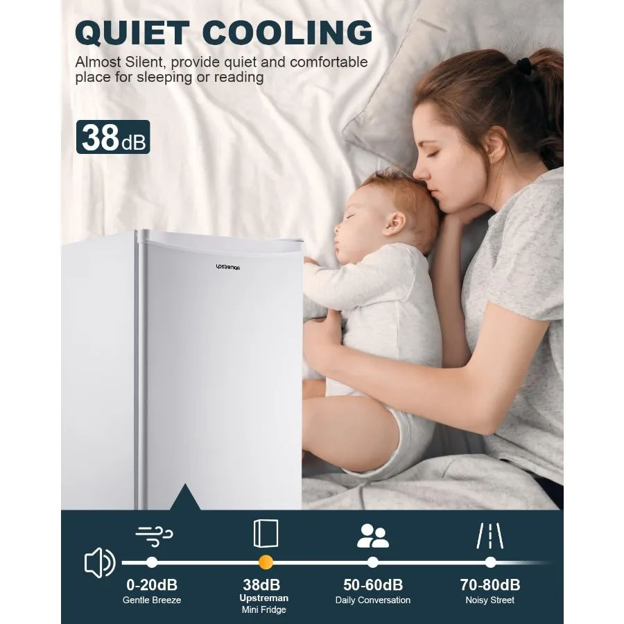 3.2 Cu.Ft Mini Fridge with Freezer Single Door Mini Fridge for Dorm Office Bedroom Adjustable Thermostat Compact Refrigerator w