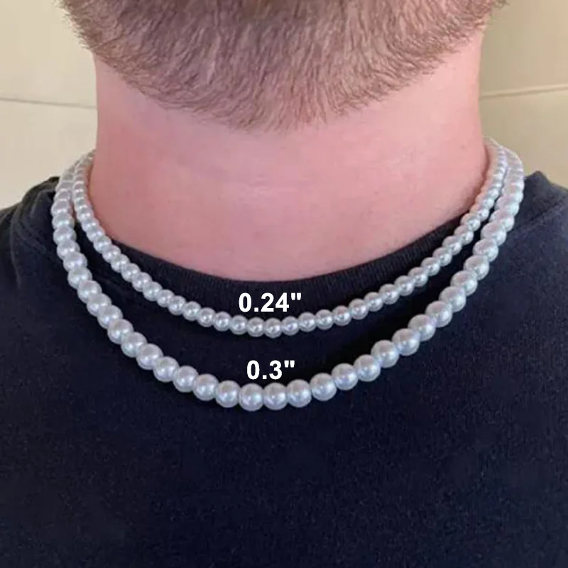 Cool Artificial White Pearl Necklace 1 Pcs Choker Beaded Chain for Men and Women Fashion Jewelry Gift