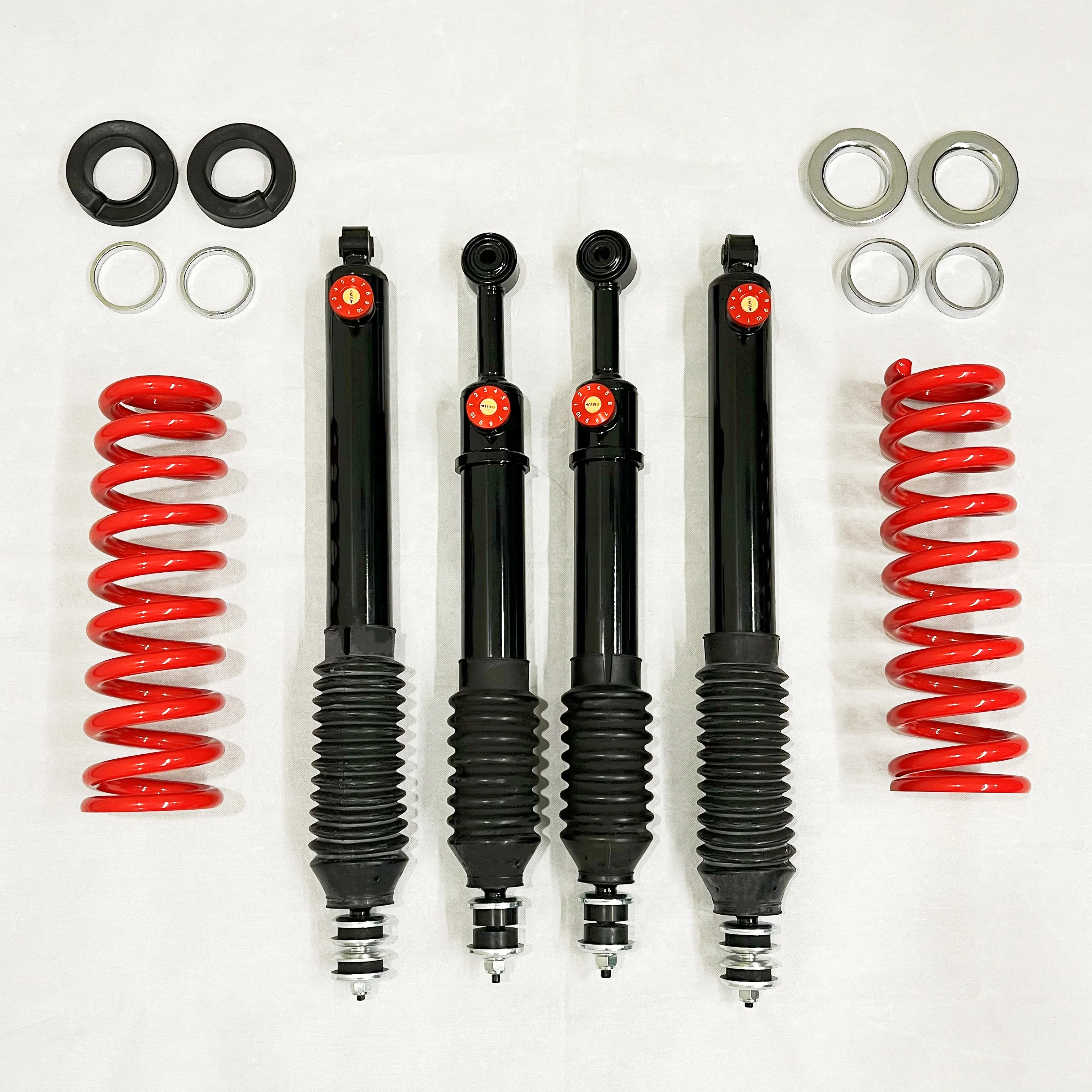 ชุดโช้คอัพปรับระดับได้สำหรับรถออฟโรด 4x4 พร้อมสปริงแบบคอยล์ พร้อมแขนควบคุมด้านบน ชุดยกสูง 2 นิ้ว สำหรับรถทาโคมา รุ่นใหม่